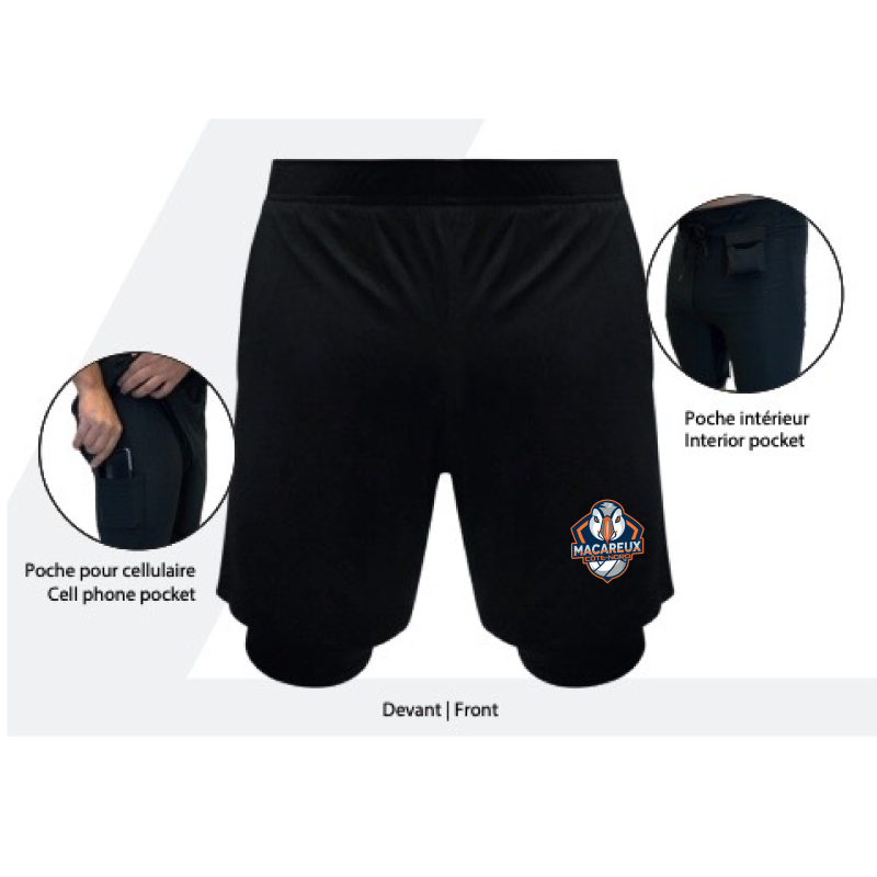 Short Gars Compression Noir Macareux